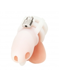 Белая клетка для пениса Silicone Small 2 in Cock Cage With Ball Divider - BlueLine - купить с доставкой в Якутске