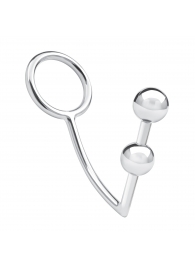 Кольцо на пенис с анальным стимулятором Two Bead Stainless Steel Anal Hook   Cock Ring - BlueLine - в Якутске купить с доставкой