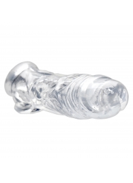 Прозрачная насадка для увеличения члена Realistic Clear Penis Enhancer and Ball Stretcher - 20,3 см. - XR Brands - в Якутске купить с доставкой