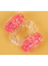 Прозрачное виброкольцо с двумя вибропульками - Toyfa Basic - в Якутске купить с доставкой