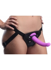 Лиловый поясной страпон Navigator Silicone G-Spot Dildo with Harness - 17,8 см. - XR Brands - купить с доставкой в Якутске