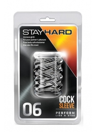 Прозрачная насадка с объёмными чёрточками STAY HARD COCK SLEEVE 06 CLEAR - Blush Novelties - в Якутске купить с доставкой