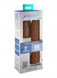 Коричневая насадка на член 2  Silicone X-tension - 20,3 см. - Pipedream - в Якутске купить с доставкой