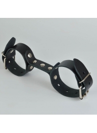 Черные кожаные наручники-фиксатор - Sitabella - купить с доставкой в Якутске