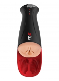 Телесный мастурбатор-вагина в черной колбе с вибрацией Fuck-O-Matic Pro XL - Pipedream - в Якутске купить с доставкой