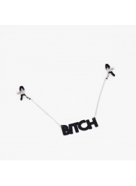 Зажимы на соски с кожаной подвеской Bitch - Crazy Handmade - купить с доставкой в Якутске