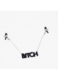Зажимы на соски с кожаной подвеской Bitch - Crazy Handmade - купить с доставкой в Якутске