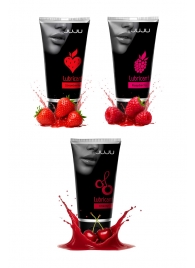 Набор из 3 съедобных лубрикантов JUJU (клубника, малина, вишня) - JuJu - купить с доставкой в Якутске Набор из 3 съедобных лубрикантов JUJU (клубника, малина, вишня) - JuJu - купить с доставкой в Якутске