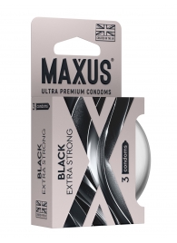 Черные утолщенные презервативы MAXUS Extra Strong с железным кейсом - 3 шт. - Maxus - купить с доставкой в Якутске