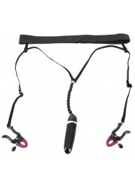 Женские вибростринги с зажимами для половых губ Spreader String with Vibrator - Orion - купить с доставкой в Якутске