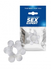 Прозрачное эрекционное кольцо с 6 стимулирующими шариками - Sex Expert - в Якутске купить с доставкой