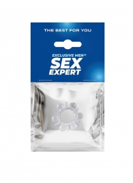 Прозрачное эрекционное кольцо с шариками и шипами - Sex Expert - в Якутске купить с доставкой