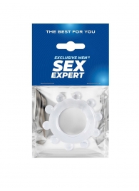 Прозрачное эрекционное кольцо со стимулирующими шариками - Sex Expert - в Якутске купить с доставкой
