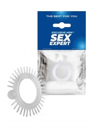 Эластичное эрекционное кольцо с шипиками и шариком - Sex Expert - в Якутске купить с доставкой