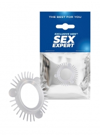 Эластичное эрекционное кольцо с 3 шариками и шипами - Sex Expert - в Якутске купить с доставкой