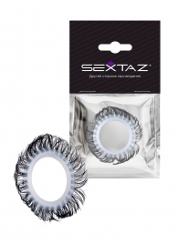 Эластичное эрекционное колечко с черными «ресничками» - Sextaz - в Якутске купить с доставкой