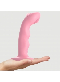 Розовая насадка-стимулятор Strap-On-Me Tapping Dildo Wave - Strap-on-me - купить с доставкой в Якутске
