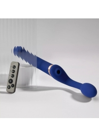 Синий безремневой страпон Multi Orgasm Bendable Strap-On size L с клиторальной стимуляцией - Strap-on-me - купить с доставкой в Якутске