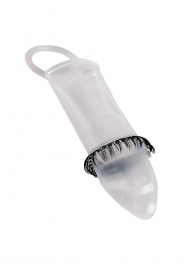 Закрытая насадка на пенис с подхватом мошонки и стимулирующими «ресничками» - Sextaz - в Якутске купить с доставкой