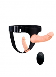 Женский страпон с 2 насадками, вибрацией и пультом ДУ - Erowoman-Eroman - купить с доставкой в Якутске