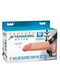 Телесный пустотелый фаллопротез 5’’ Hollow Silicone Strap-On - 14 см. - Pipedream - купить с доставкой в Якутске