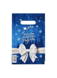Сине-белый подарочный новогодний пакет с вырубной ручкой (20х30 см) - Сима-Ленд - купить с доставкой в Якутске