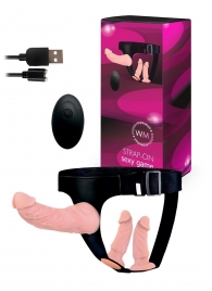 Женский страпон с 3 насадками и вибрацией - Erowoman-Eroman - купить с доставкой в Якутске