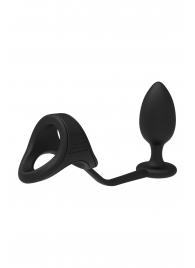 Черное эрекционное кольцо с анальной пробкой Cockstrap With Anal Plug - Dream Toys - в Якутске купить с доставкой