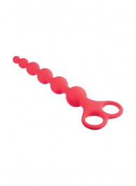 Красная анальная цепочка Ribbed Silicone Anal Beads - 26 см. - NMC