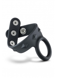 Черное эрекционное кольцо с подхватом мошонки на кнопках VS6 - Blush Novelties - в Якутске купить с доставкой