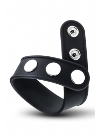 Черное эрекционное кольцо на кнопках - Blush Novelties - в Якутске купить с доставкой