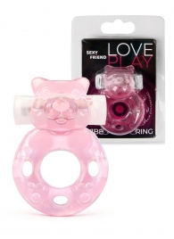 Розовое эрекционное виброкольцо в форме мишки - 1137 - в Якутске купить с доставкой