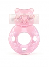 Розовое эрекционное виброкольцо в форме мишки - 1137 - в Якутске купить с доставкой