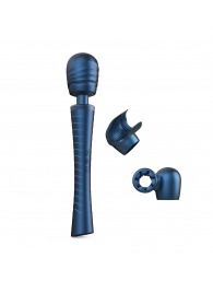 Синий вибромассажёр с насадками Man.wand Edgy - Manwan - в Якутске купить с доставкой