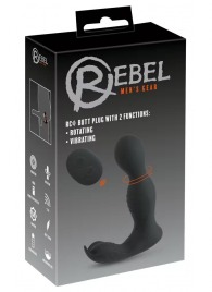 Черная анальная пробка с вибрацией, вращением и пультом ДУ RC Butt Plug with 2 Functions - Orion - в Якутске купить с доставкой