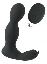 Черная анальная пробка с вибрацией, вращением и пультом ДУ RC Butt Plug with 2 Functions - Orion - в Якутске купить с доставкой