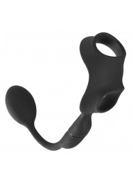 Черное виброкольцо с анальной пробкой Cock Ring with RC Butt Plug - Orion - в Якутске купить с доставкой
