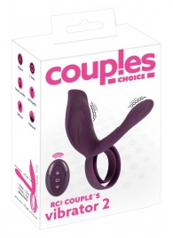 Фиолетовая насадка на член с клиторальным отростком и пультом ДУ RC Couple’s Vibrator 2 - Orion - в Якутске купить с доставкой
