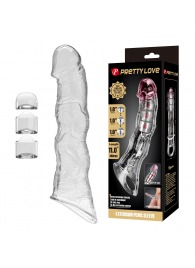 Прозрачный фаллоудлинитель с 3 вставками - 28 см. - Baile - в Якутске купить с доставкой