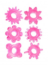 Набор из 6 розовых эрекционных колец с различным рельефом - Erowoman-Eroman - в Якутске купить с доставкой