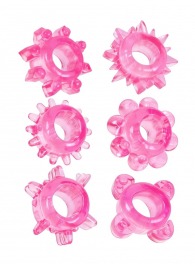 Набор из 6 розовых эрекционных колец с различным рельефом - Erowoman-Eroman - в Якутске купить с доставкой