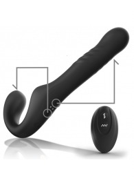 Черный безремневой страпон с вибрацией и возвратно-поступательными движениями - 24 см. - Ibiza - купить с доставкой в Якутске