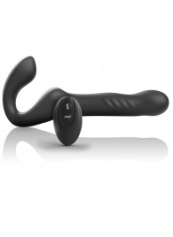 Черный безремневой страпон с вибрацией и возвратно-поступательными движениями - 24 см. - Ibiza - купить с доставкой в Якутске
