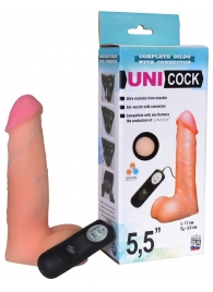 Фаллическая насадка Харнесс UNICOCK 5,5  с вибрацией - 17 см. - LOVETOY (А-Полимер) - купить с доставкой в Якутске
