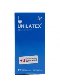 Классические презервативы Unilatex Natural Plain - 12 шт. + 3 шт. в подарок - Unilatex - купить с доставкой в Якутске