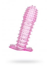 Гелевая розовая насадка с шипами - 12 см. - Toyfa Basic - в Якутске купить с доставкой