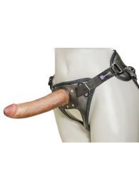 Насадка-фаллоимитатор на кожаных трусиках Harness Ultra Realistic 7  - 18 см. - LOVETOY (А-Полимер) - купить с доставкой в Якутске