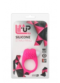 Розовое эрекционное кольцо с щеточкой LIT-UP SILICONE STIMU RING 5 - Dream Toys - в Якутске купить с доставкой