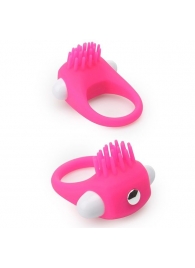 Розовое эрекционное кольцо с щеточкой LIT-UP SILICONE STIMU RING 5 - Dream Toys - в Якутске купить с доставкой