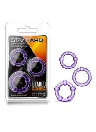 Набор из 3 фиолетовых эрекционных колец Stay Hard Beaded Cockrings - Blush Novelties - в Якутске купить с доставкой